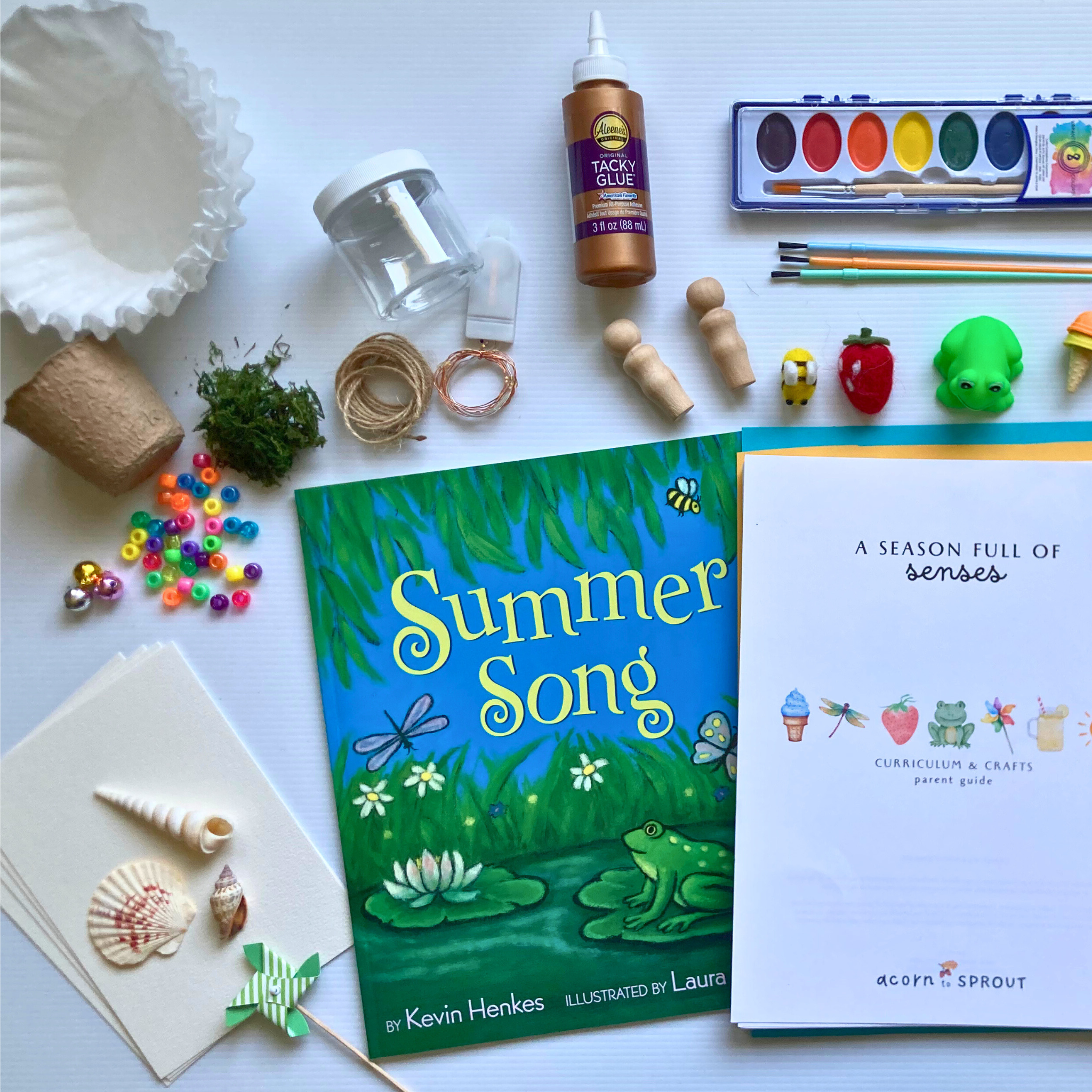 Summer sensory play materials from A Season Full of Senses homeschool curriculum box