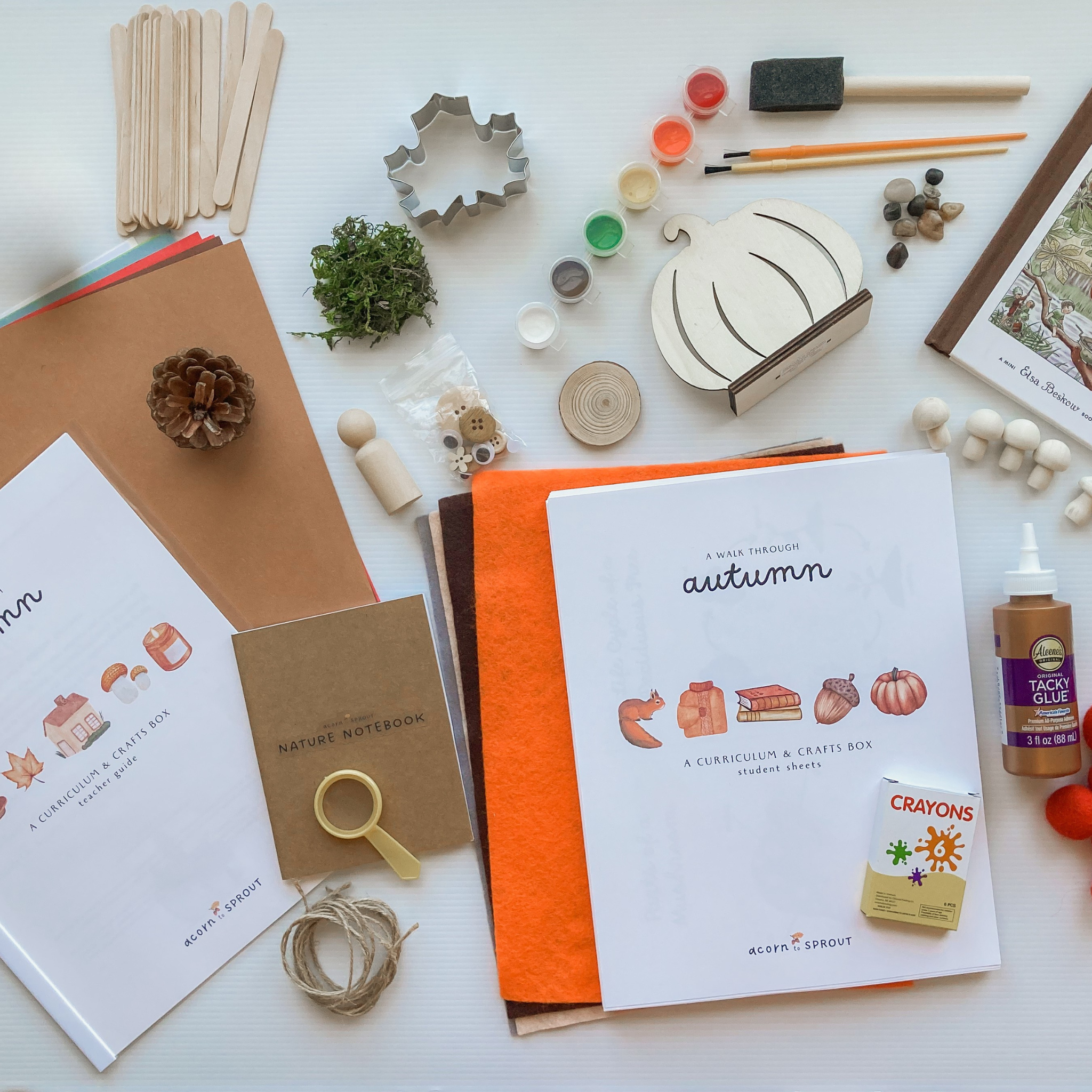 Reggio Emilia and Waldorf inspired autumn homeschool box with open-ended learning materials