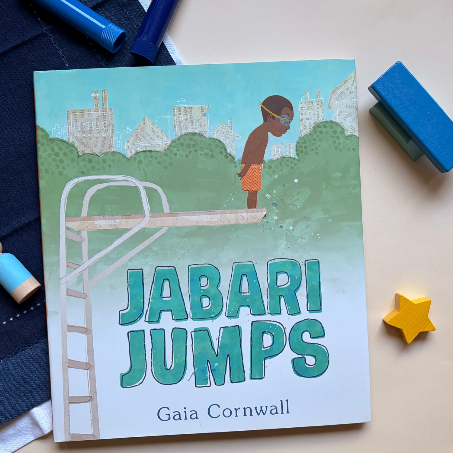 Jabari Jumps picture book featured with simple hands-on materials to encourage confidence, courage, and social-emotional learning in preschool.