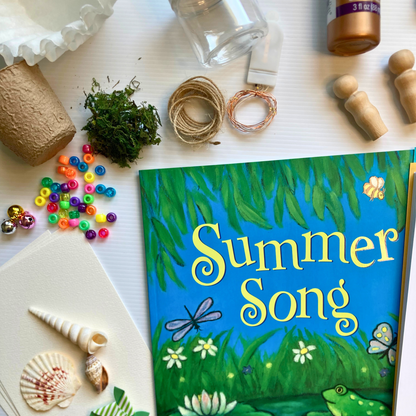 Summer preschool curriculum box with crafts, sensory play, and outdoor learning for ages 3–6