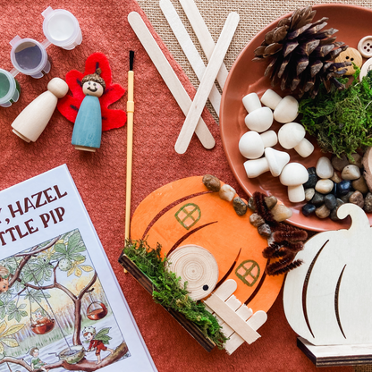 A Walk Through Autumn homeschool box for preschoolers with book Woody, Hazel, and Little Pip by Elsa Beskow